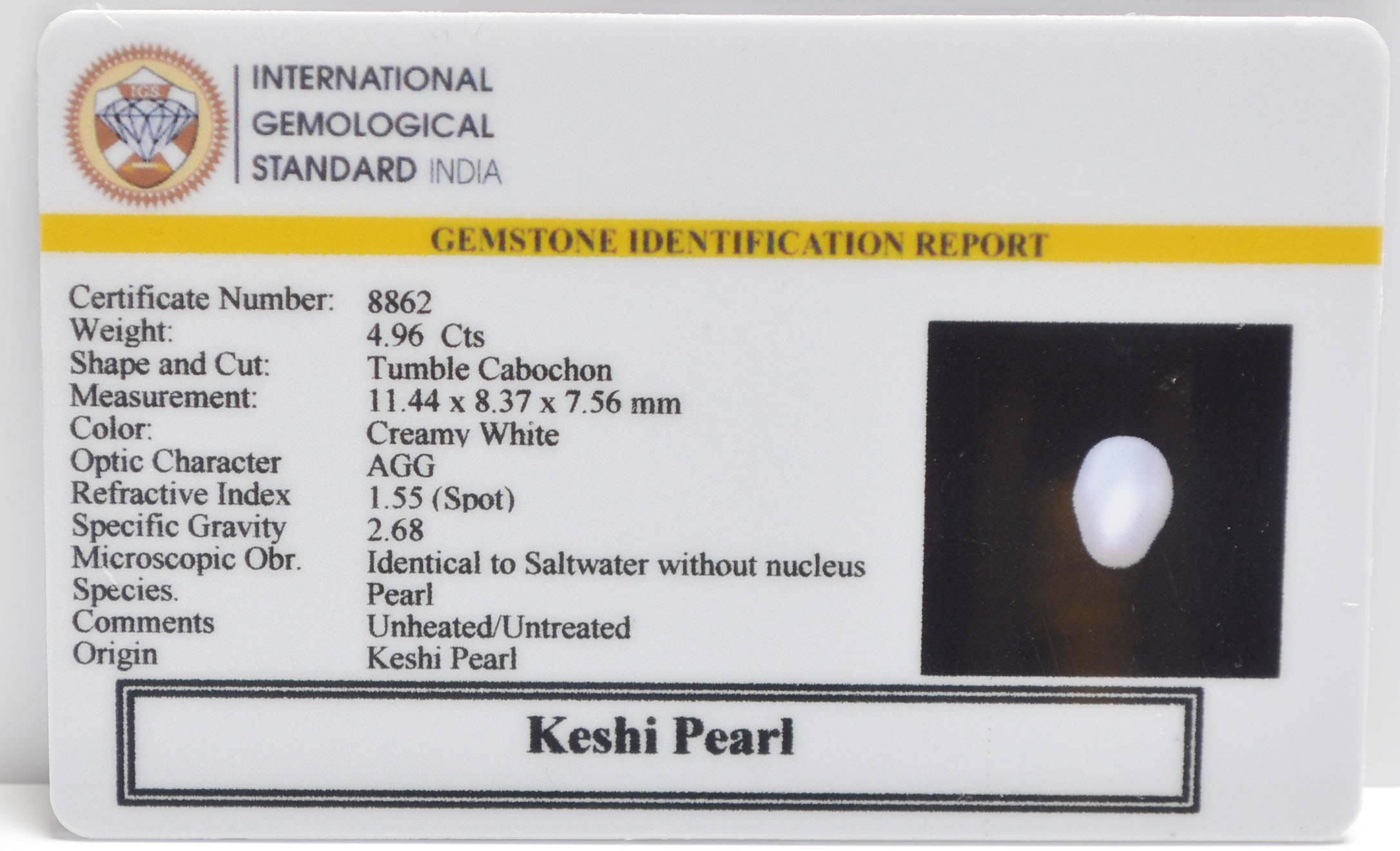 KESHI PEARL 4.96 Ct. 3 PRLG2338 2 KESHI PEARL 4.96 Ct.