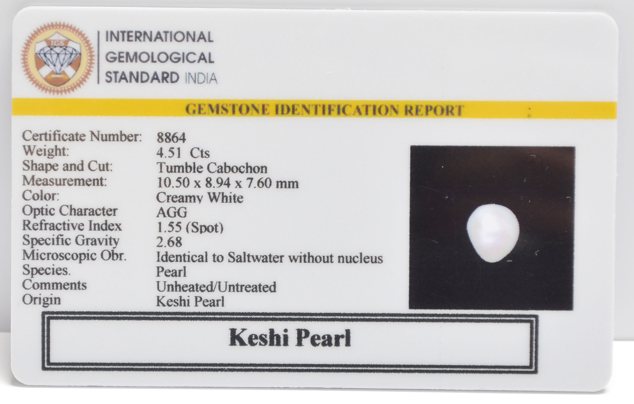 KESHI PEARL 4.51 Ct. 3 PRLG2340 2 KESHI PEARL 4.51 Ct.