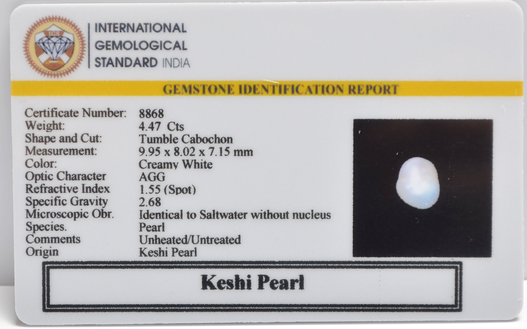 KESHI PEARL 4.47 Ct. 3 PRLG2344 2 KESHI PEARL 4.47 Ct.