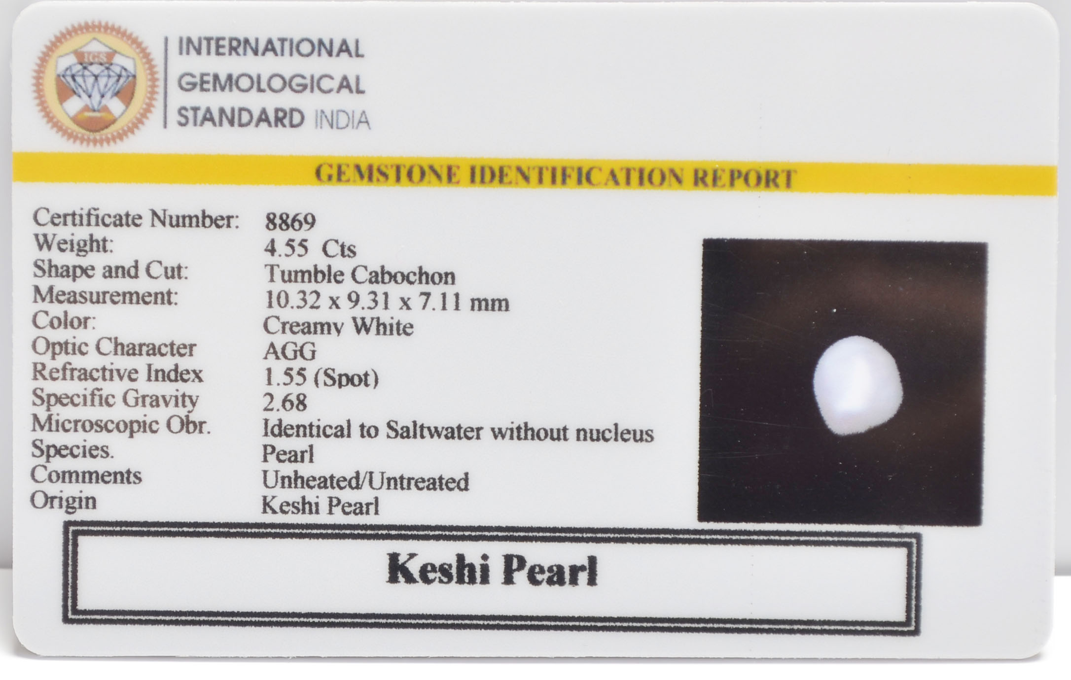 KESHI PEARL 4.55 Ct. 3 PRLG2345 2 KESHI PEARL 4.55 Ct.