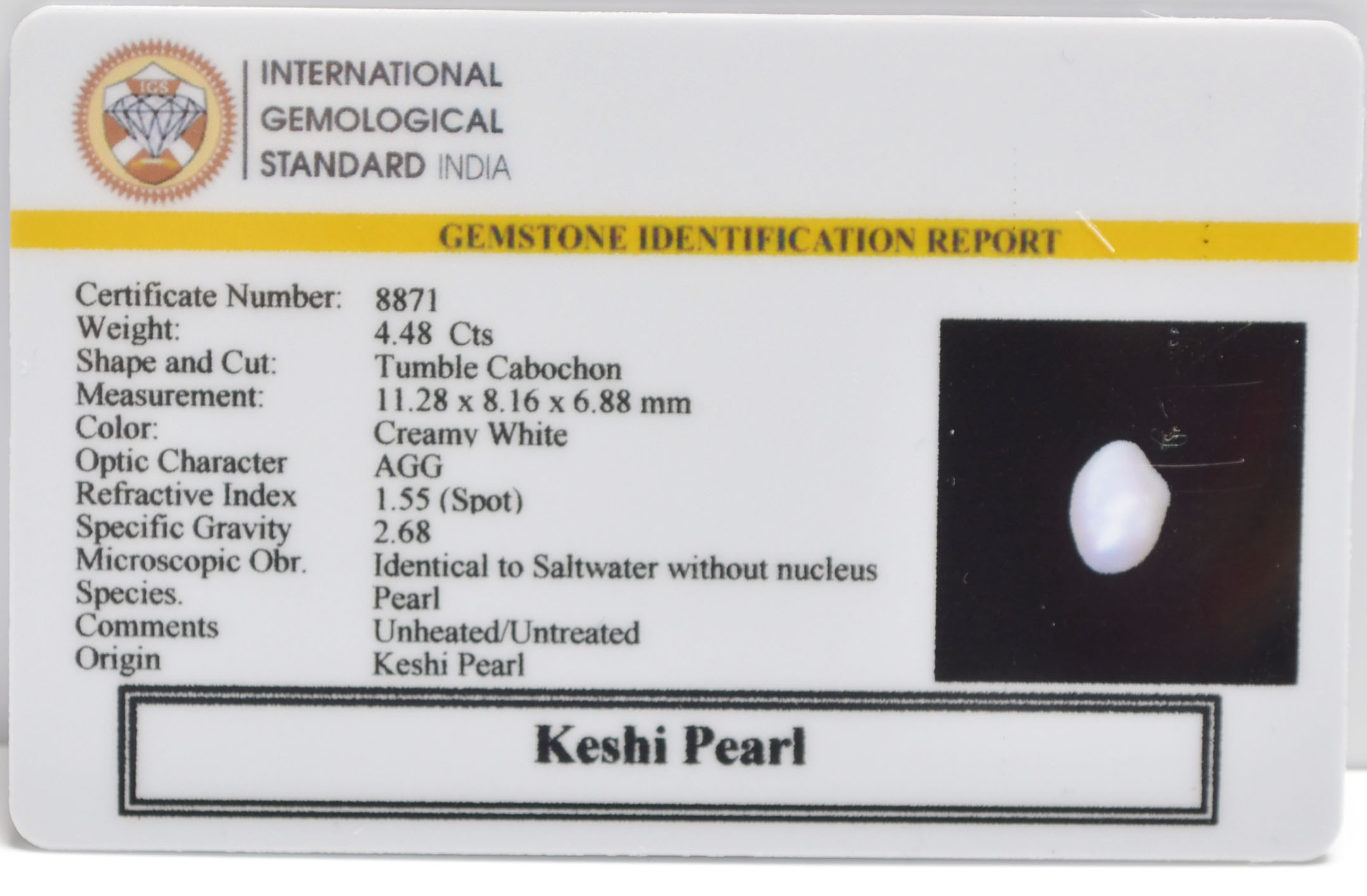KESHI PEARL 4.48 Ct. 3 PRLG2347 2 KESHI PEARL 4.48 Ct.