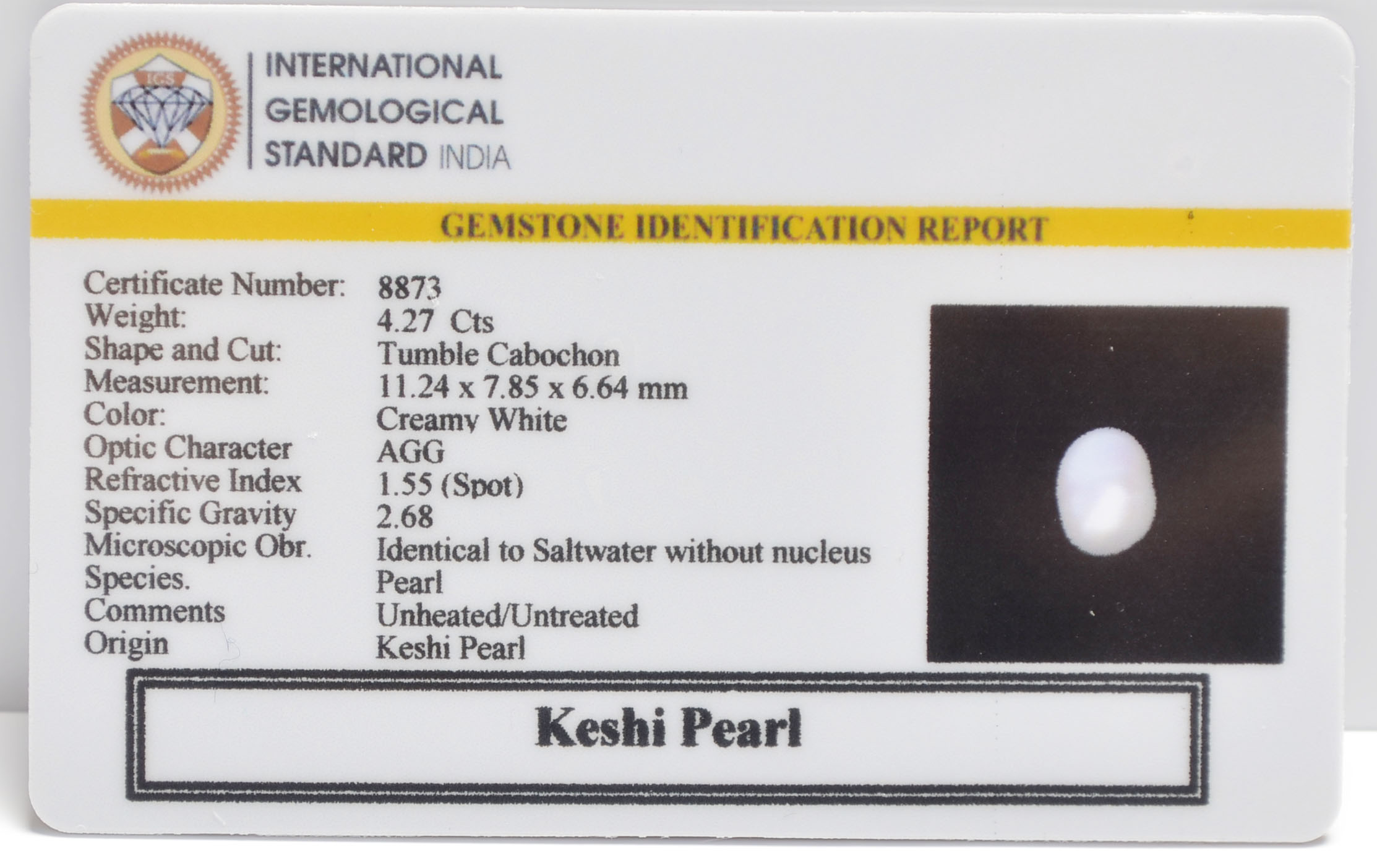 KESHI PEARL 4.27 Ct. 3 PRLG2349 2 KESHI PEARL 4.27 Ct.