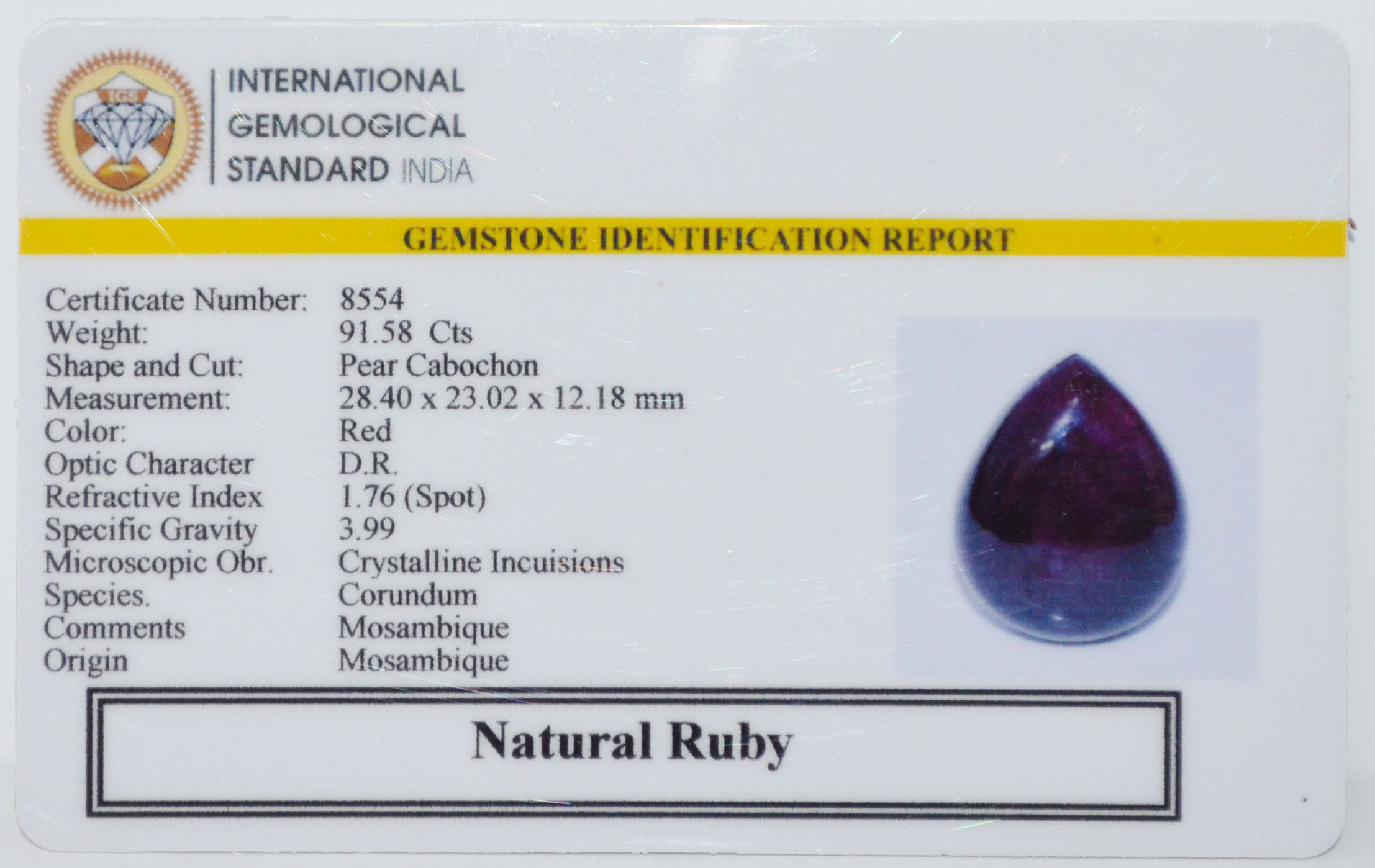 RUB8457 2 RUBY 91.58 Ct.