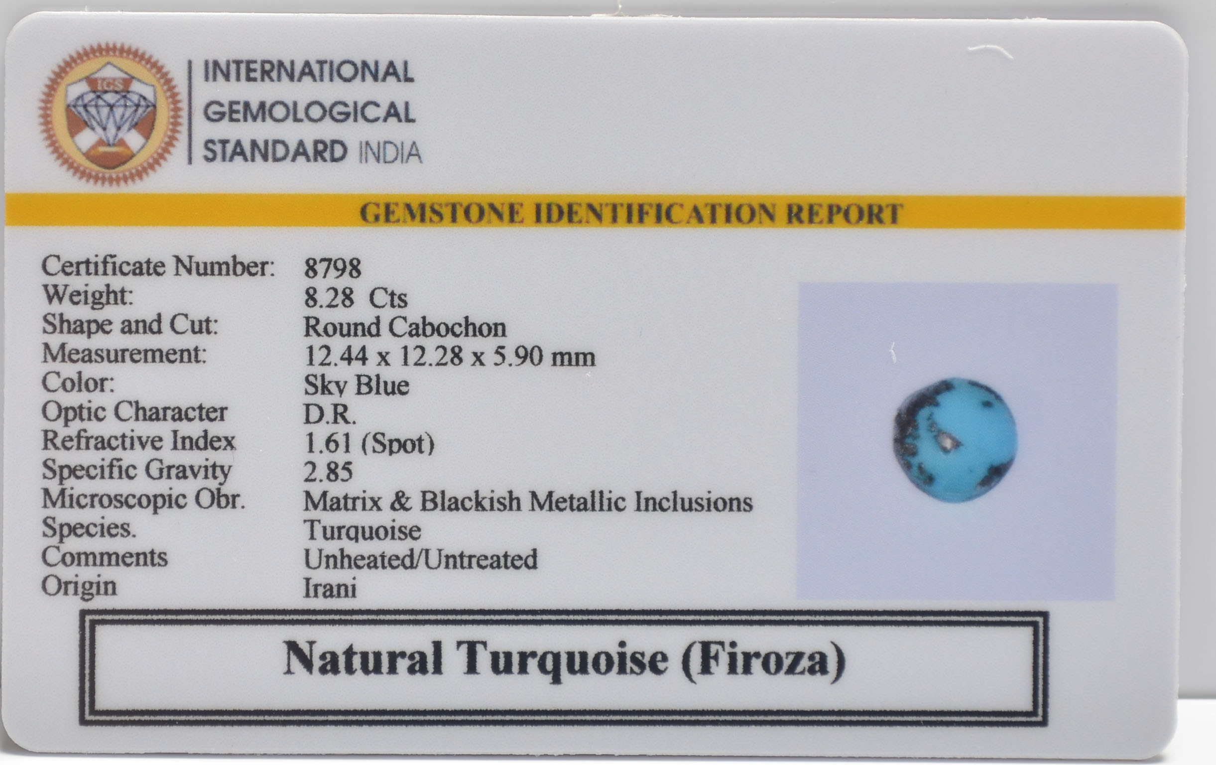 TUR2903 2 TURQUOISE 8.28 Ct.