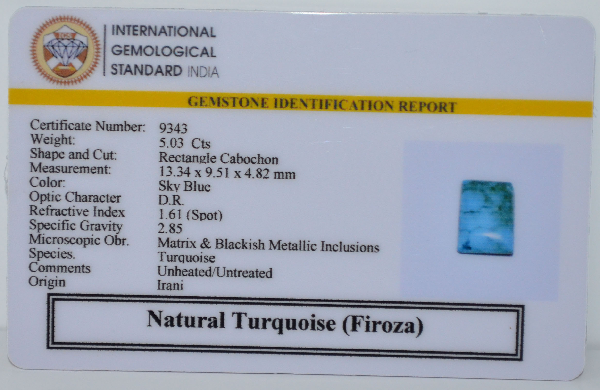 TUR2929 2 TURQUOISE 5.03 Ct.