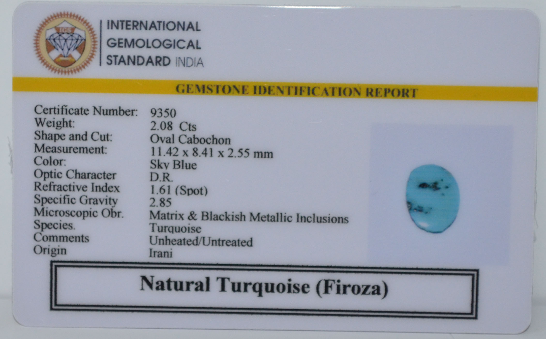 TURQUOISE 2.08 Ct. 3 TUR2935 2 TURQUOISE 2.08 Ct.