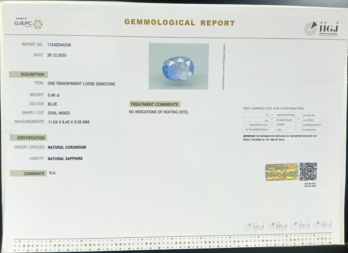 BLUE SAPPHIRE 5.46 Ct. 3 BSP15267 2 BLUE SAPPHIRE 5.46 Ct.