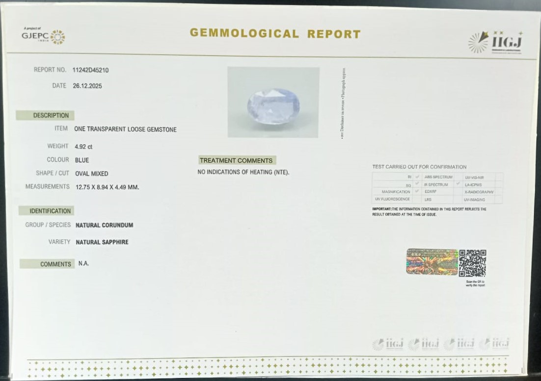 BLUE SAPPHIRE 4.92 Ct. 3 BSP15268 2 BLUE SAPPHIRE 4.92 Ct.