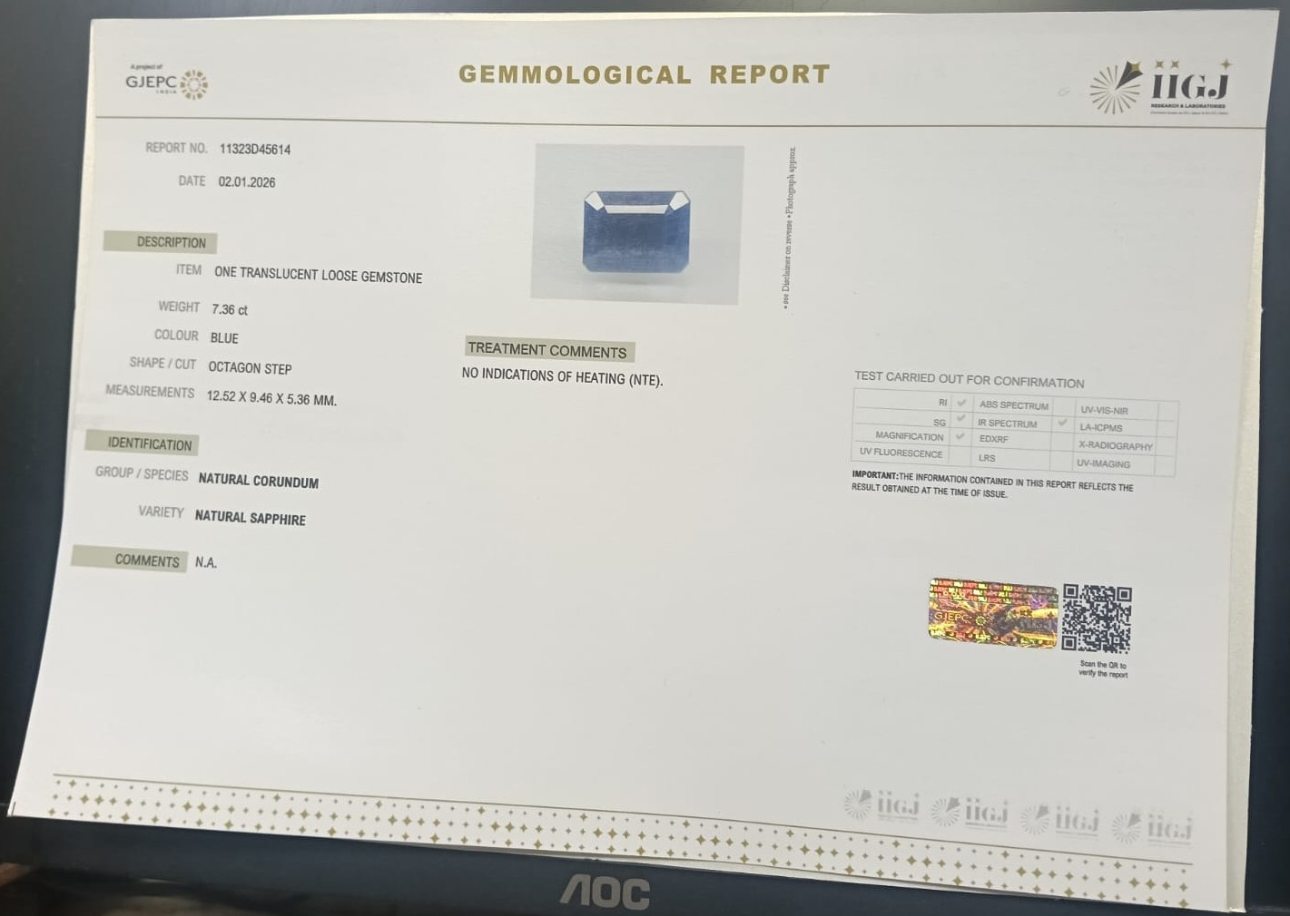 BSP15273 2 BLUE SAPPHIRE 7.36 Ct.