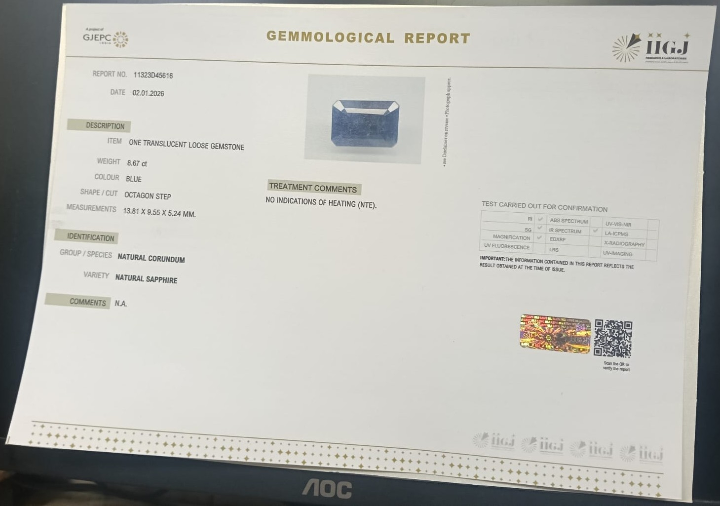 BSP15275 2 BLUE SAPPHIRE 8.67 Ct.