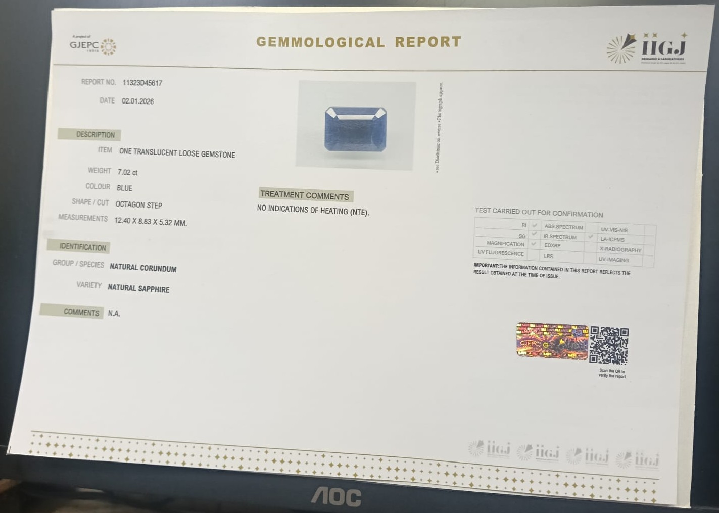 BSP15276 2 BLUE SAPPHIRE 7.02 Ct.