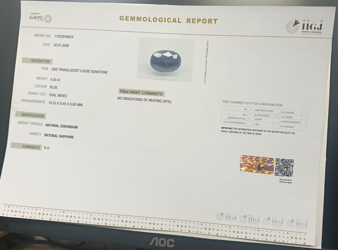 BSP15278 2 BLUE SAPPHIRE 6.55 Ct.