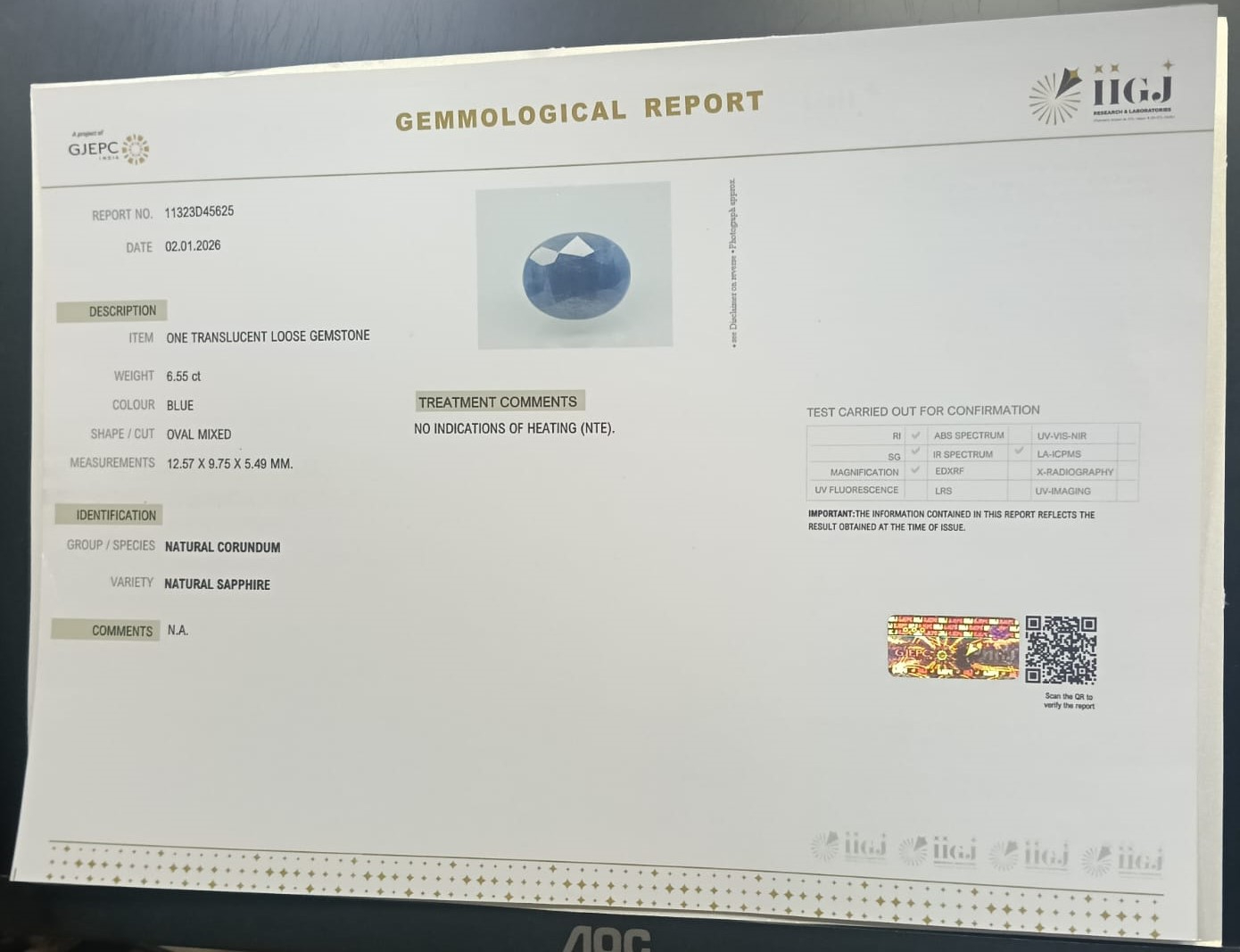 BSP15280 2 BLUE SAPPHIRE 6.55 Ct.