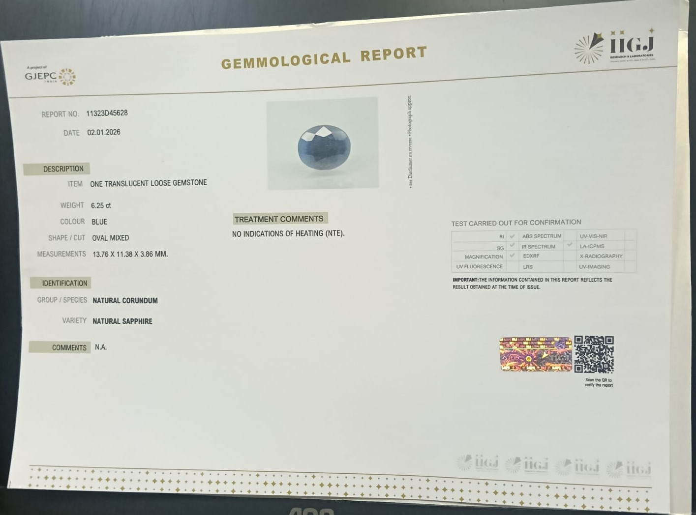 BSP15282 2 BLUE SAPPHIRE 6.25 Ct.