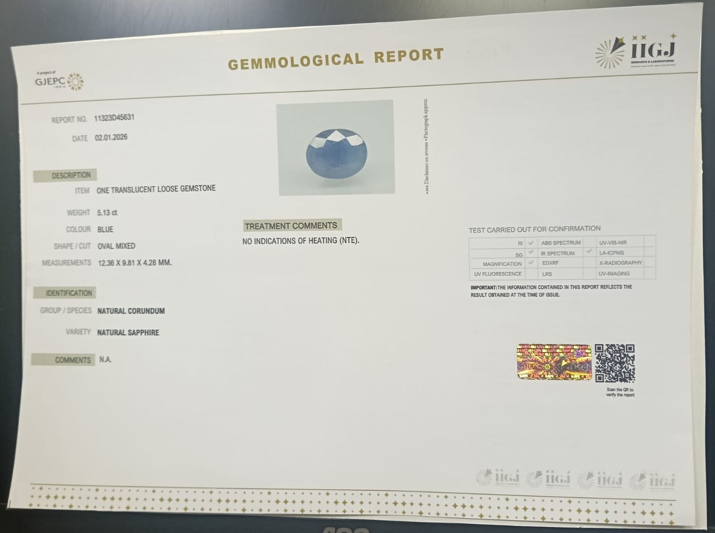 BSP15285 2 BLUE SAPPHIRE 5.13 Ct.