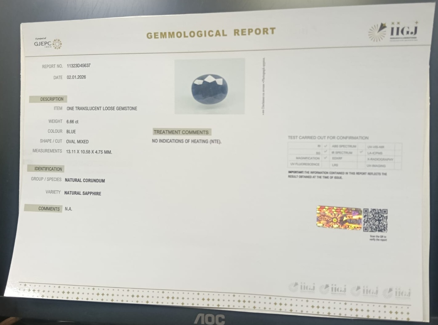 BSP15288 2 BLUE SAPPHIRE 6.66 Ct.