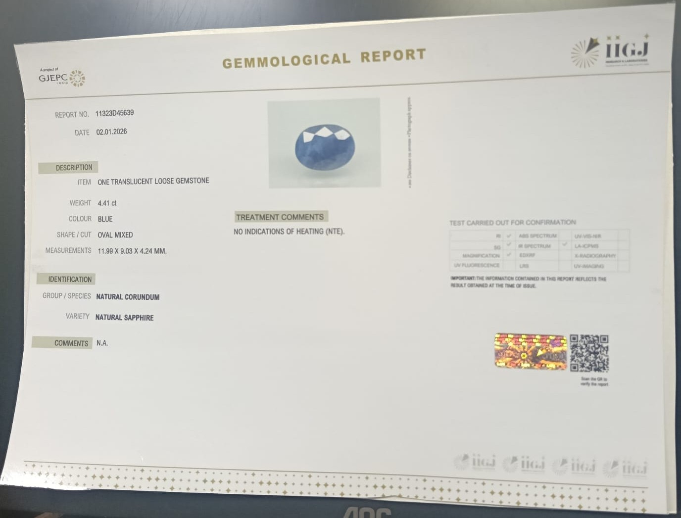 BSP15290 2 BLUE SAPPHIRE 4.41 Ct.