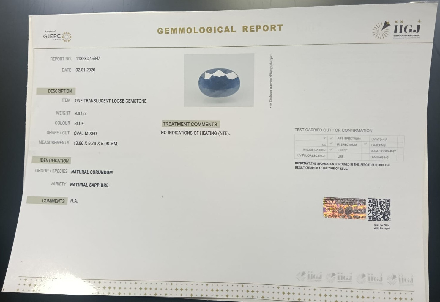 BSP15295 2 BLUE SAPPHIRE 6.91 Ct.