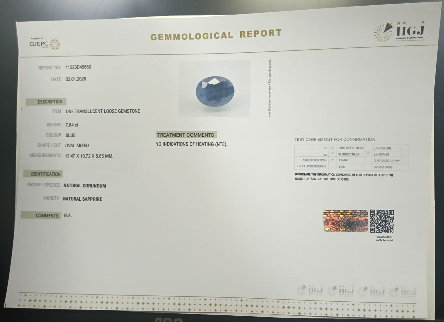 BLUE SAPPHIRE 7.64 Ct. 3 BSP15297 2 BLUE SAPPHIRE 7.64 Ct.