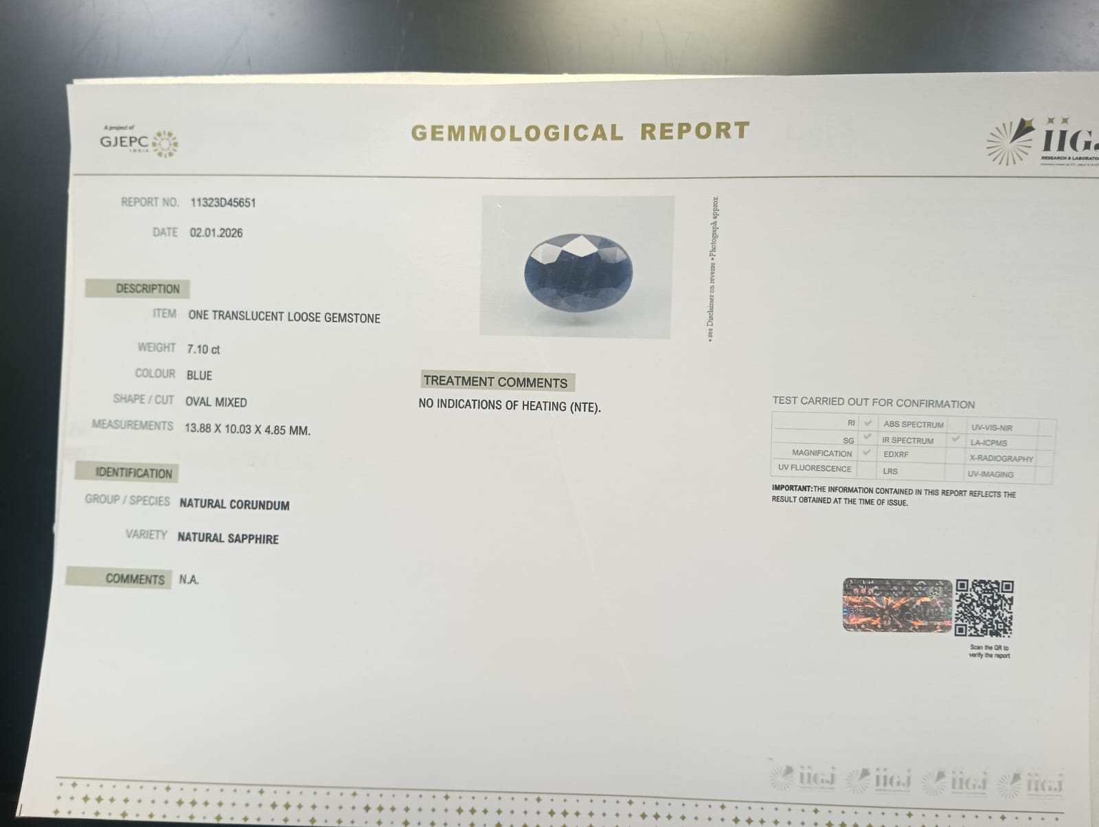 BLUE SAPPHIRE 7.1 Ct. 3 BSP15298 2 BLUE SAPPHIRE 7.1 Ct.