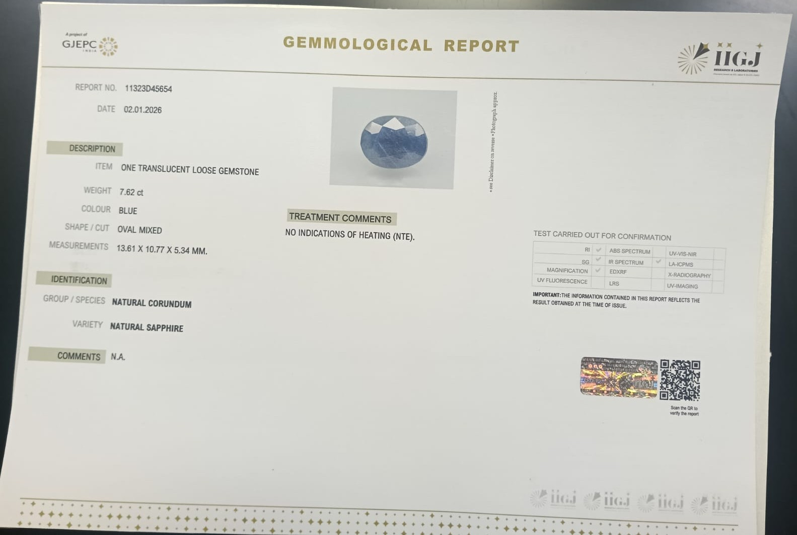 BSP15301 2 BLUE SAPPHIRE 7.62 Ct.