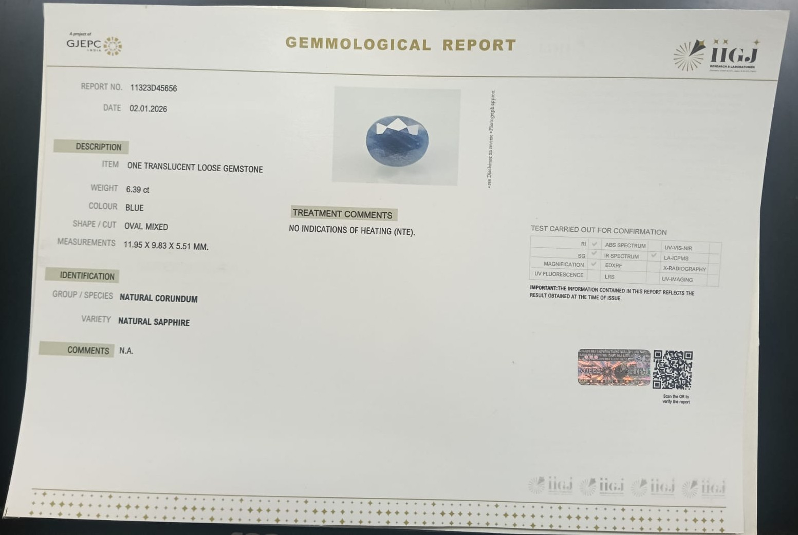 BSP15302 2 BLUE SAPPHIRE 6.39 Ct.