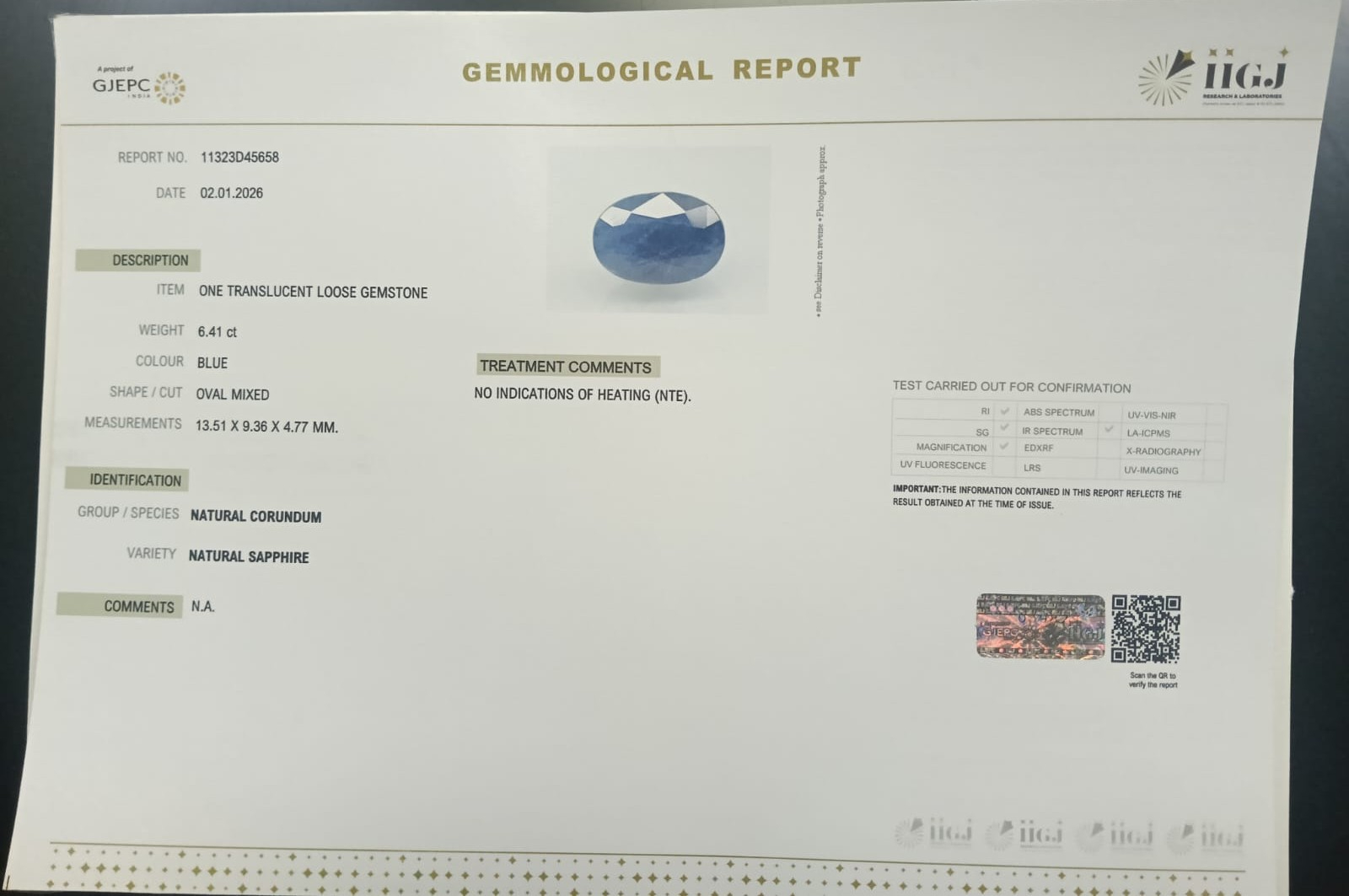 BSP15304 2 BLUE SAPPHIRE 6.41 Ct.