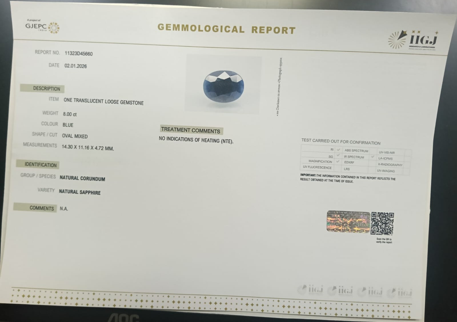 BLUE SAPPHIRE 8 Ct. 3 BSP15306 2 BLUE SAPPHIRE 8 Ct.