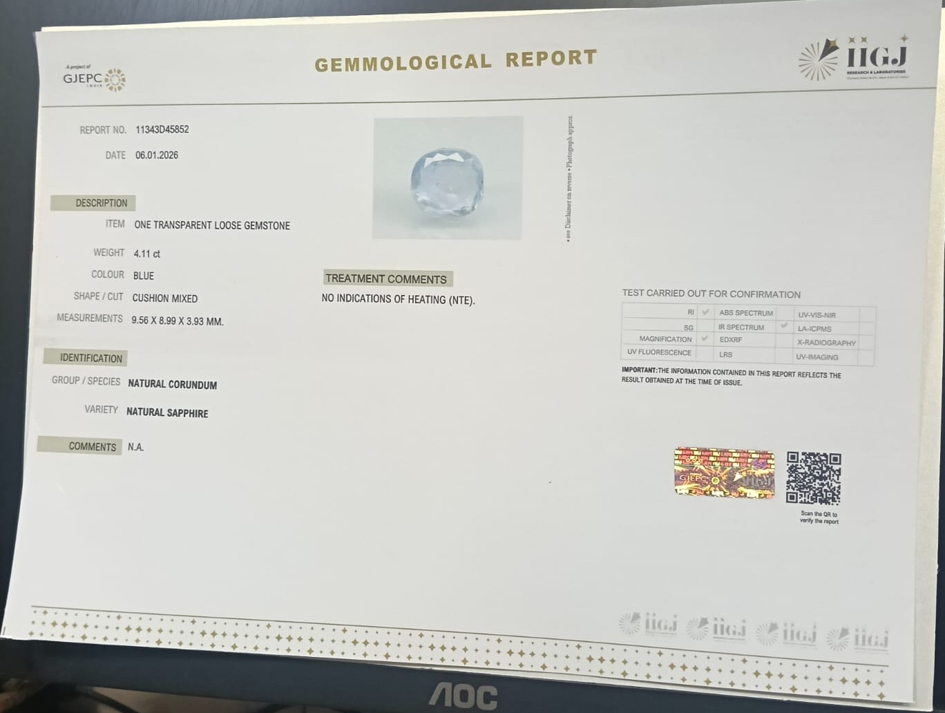 BSP15310 2 BLUE SAPPHIRE 4.11 Ct.