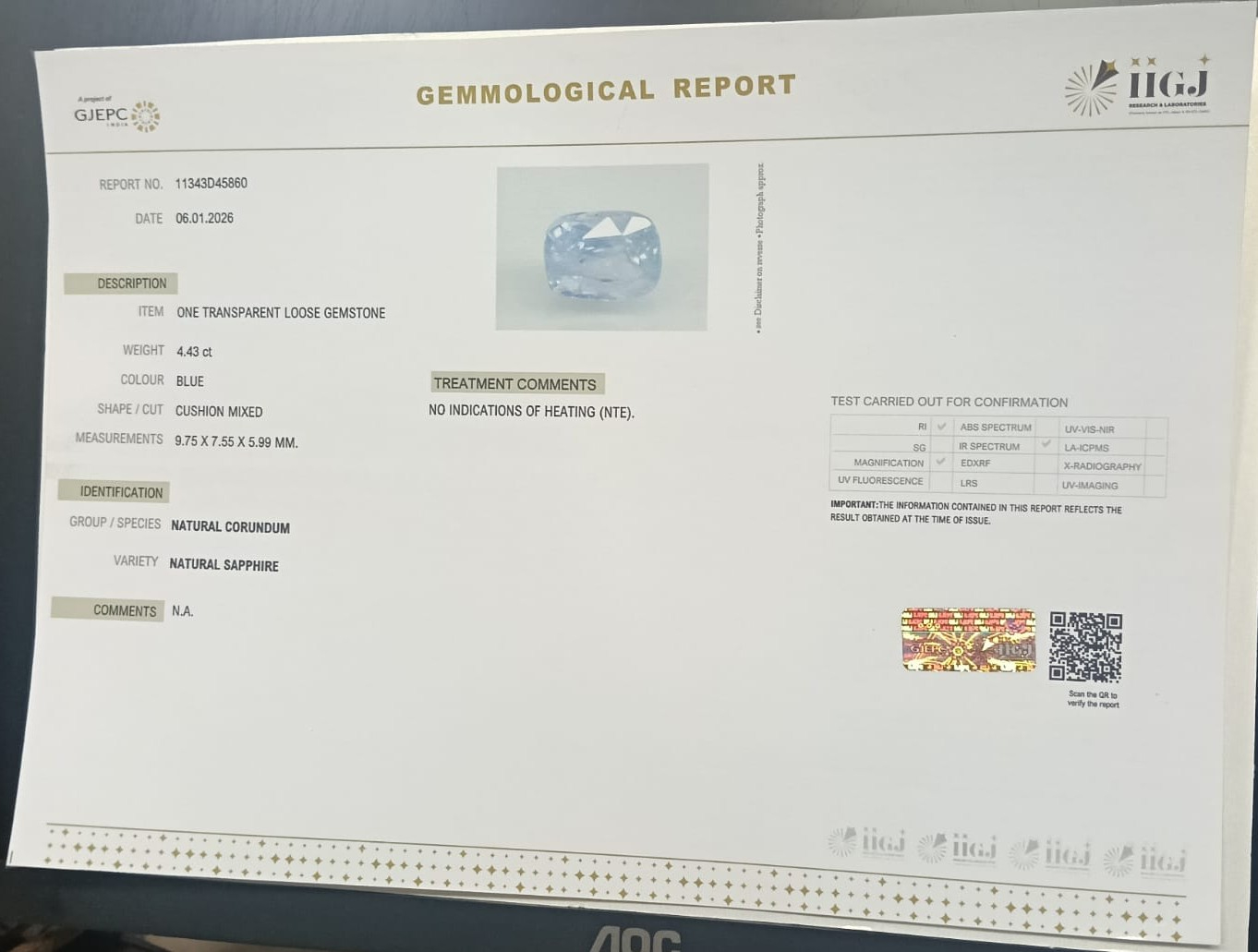 BSP15312 2 BLUE SAPPHIRE 4.43 Ct.