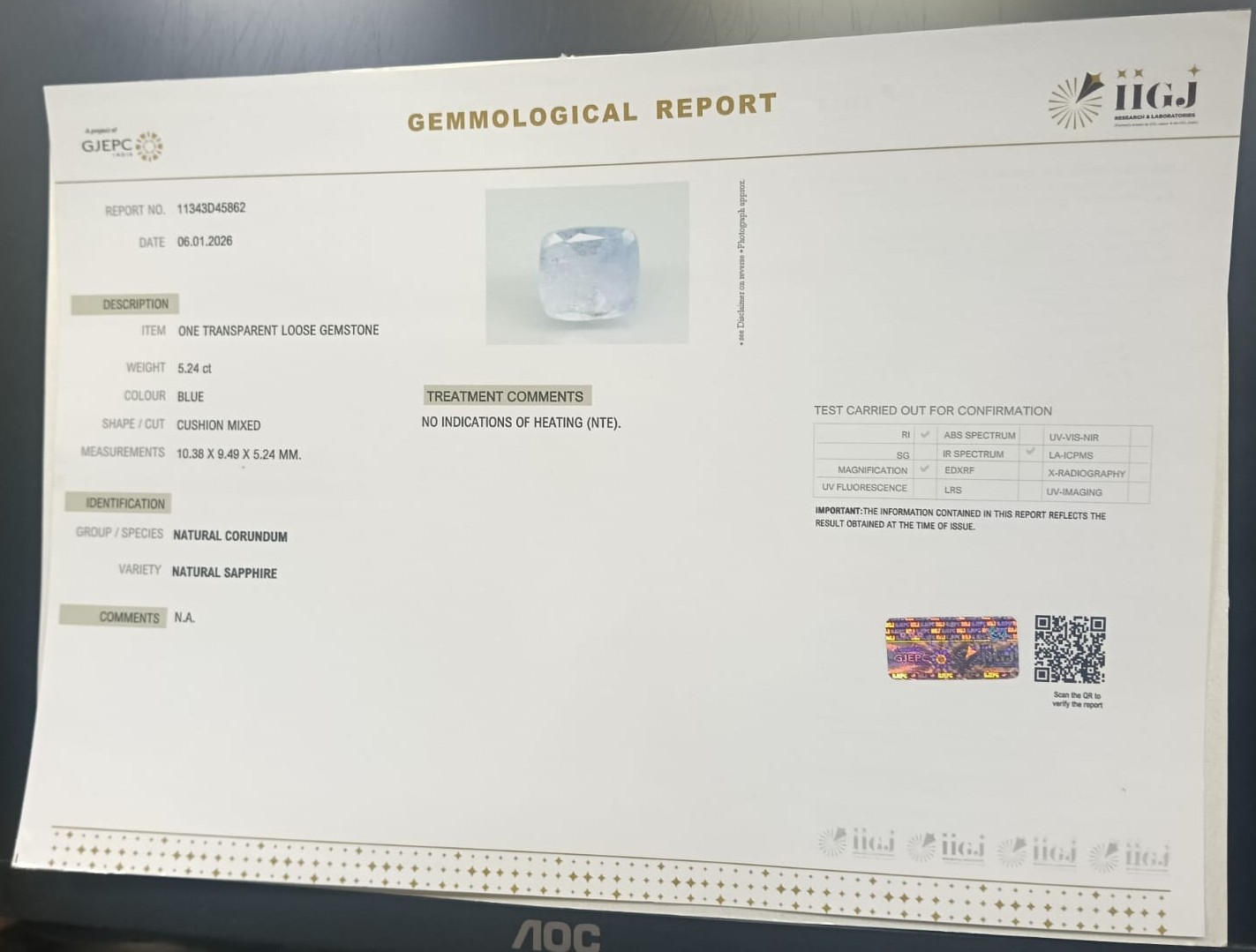 BSP15313 2 BLUE SAPPHIRE 5.24 Ct.