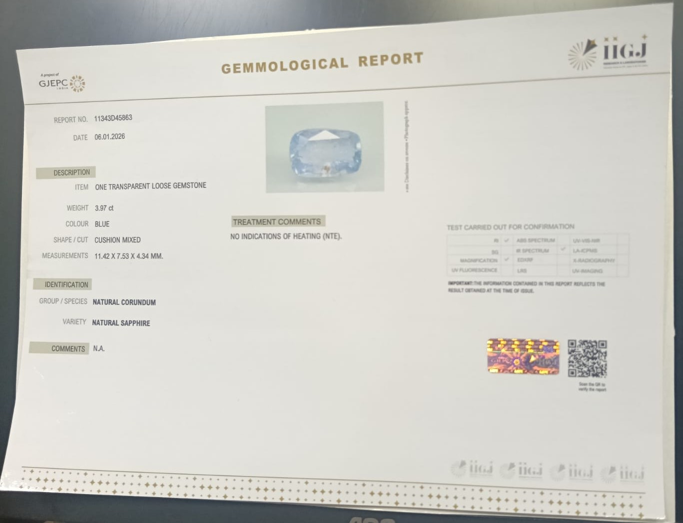 BSP15314 2 BLUE SAPPHIRE 3.97 Ct.