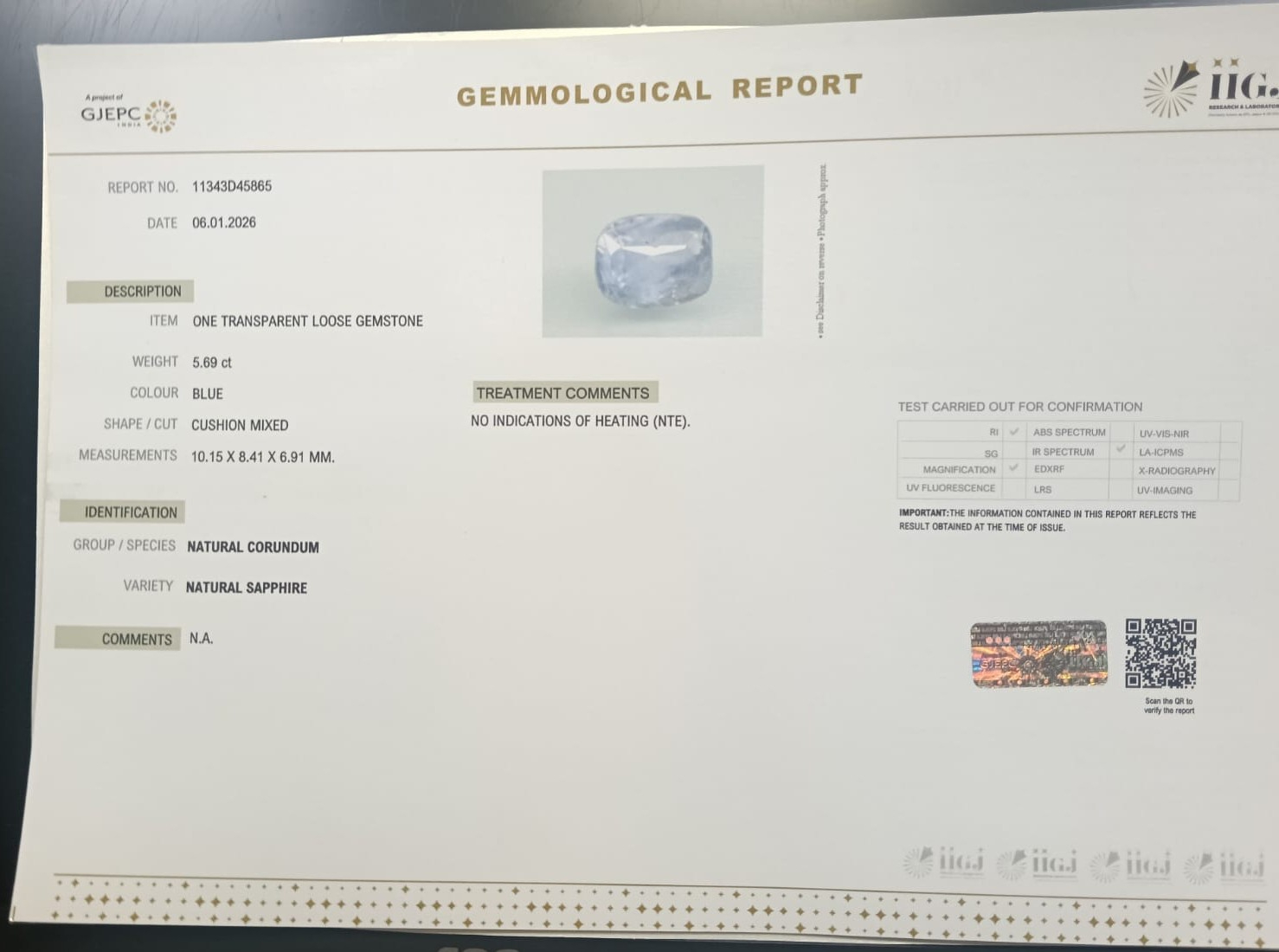 BSP15315 2 BLUE SAPPHIRE 5.69 Ct.