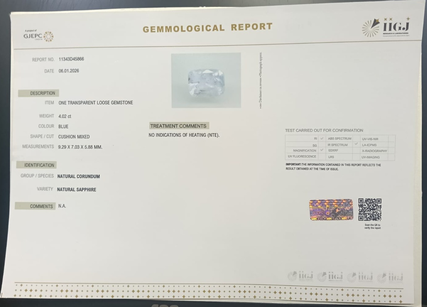 BSP15316 2 BLUE SAPPHIRE 4.02 Ct.