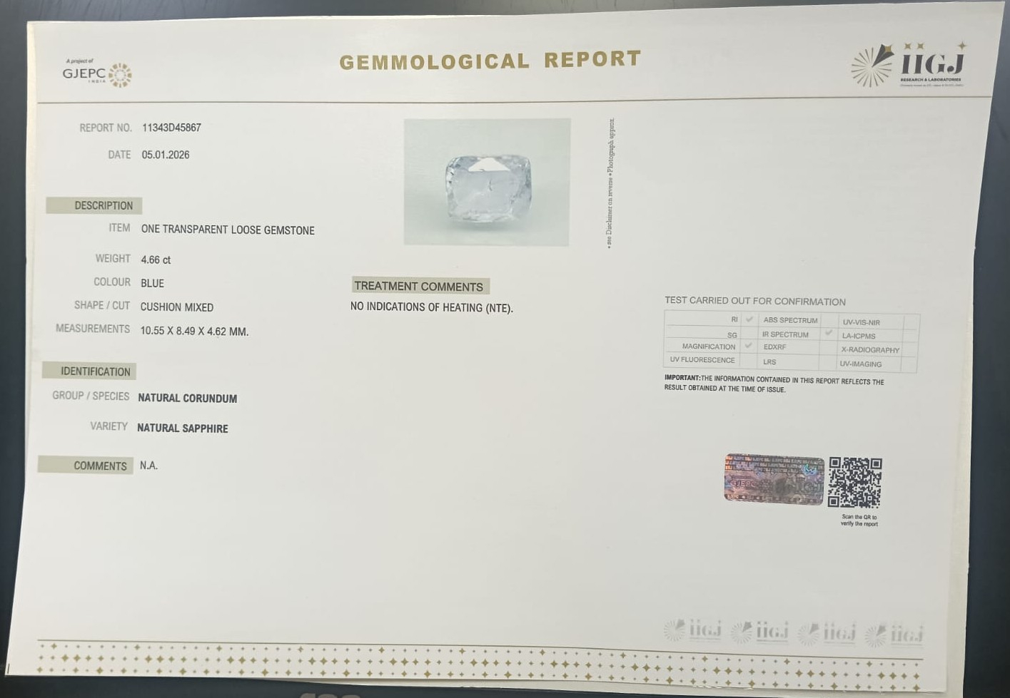 BSP15317 2 BLUE SAPPHIRE 4.66 Ct.