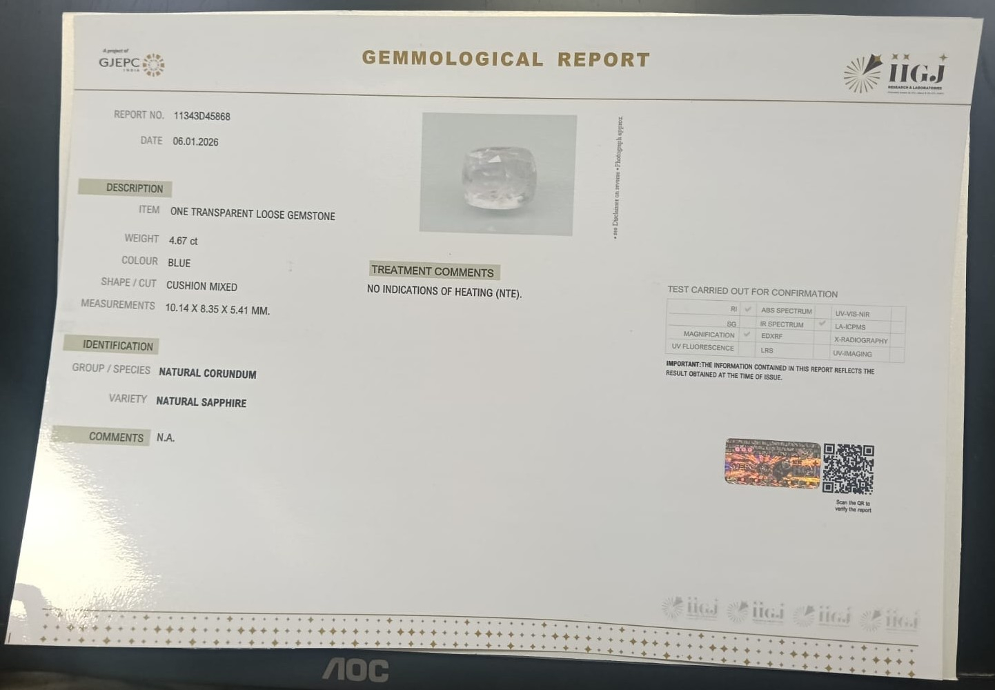 BSP15318 2 BLUE SAPPHIRE 4.67 Ct.