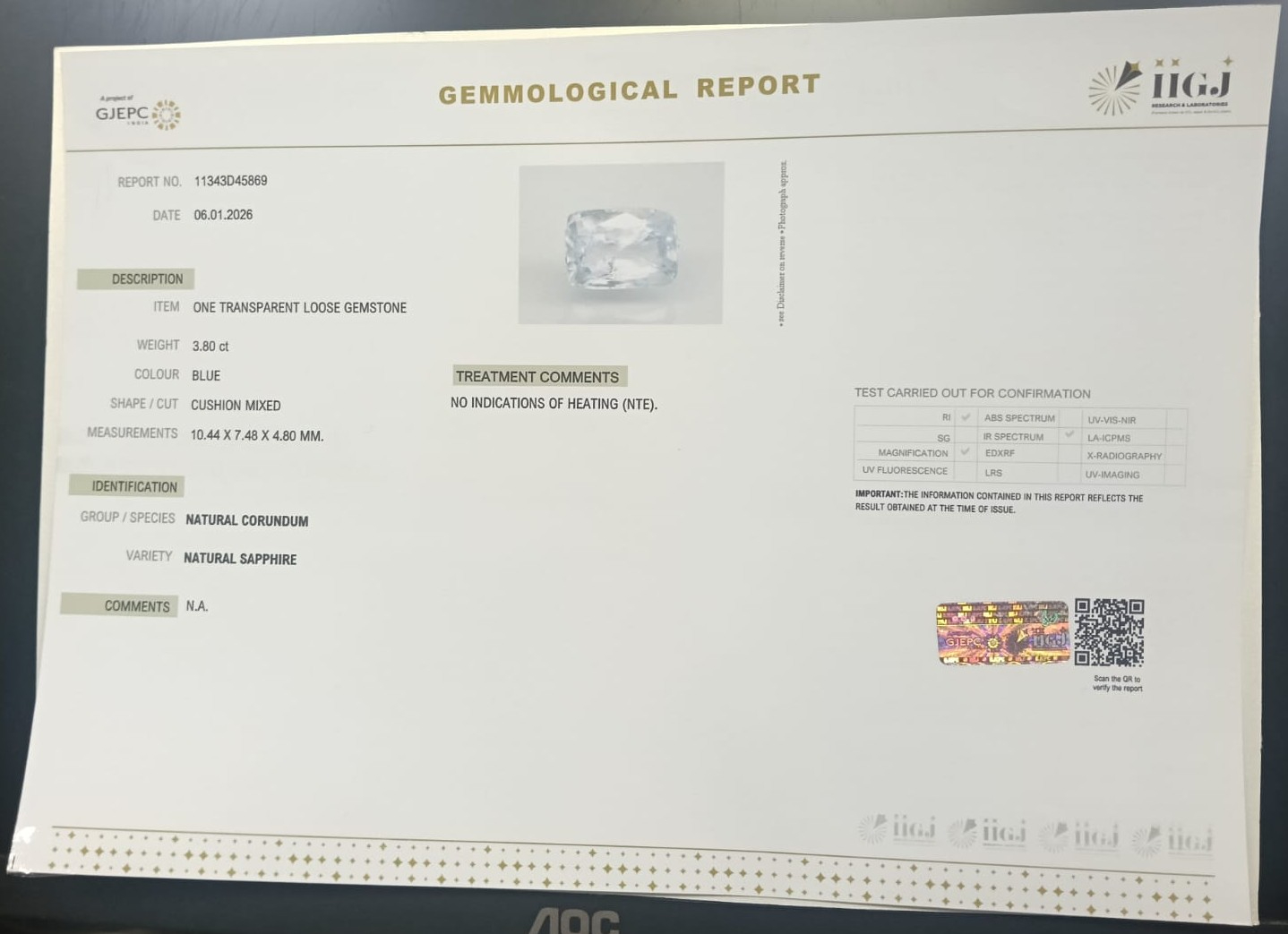 BSP15319 2 BLUE SAPPHIRE 3.8 Ct.