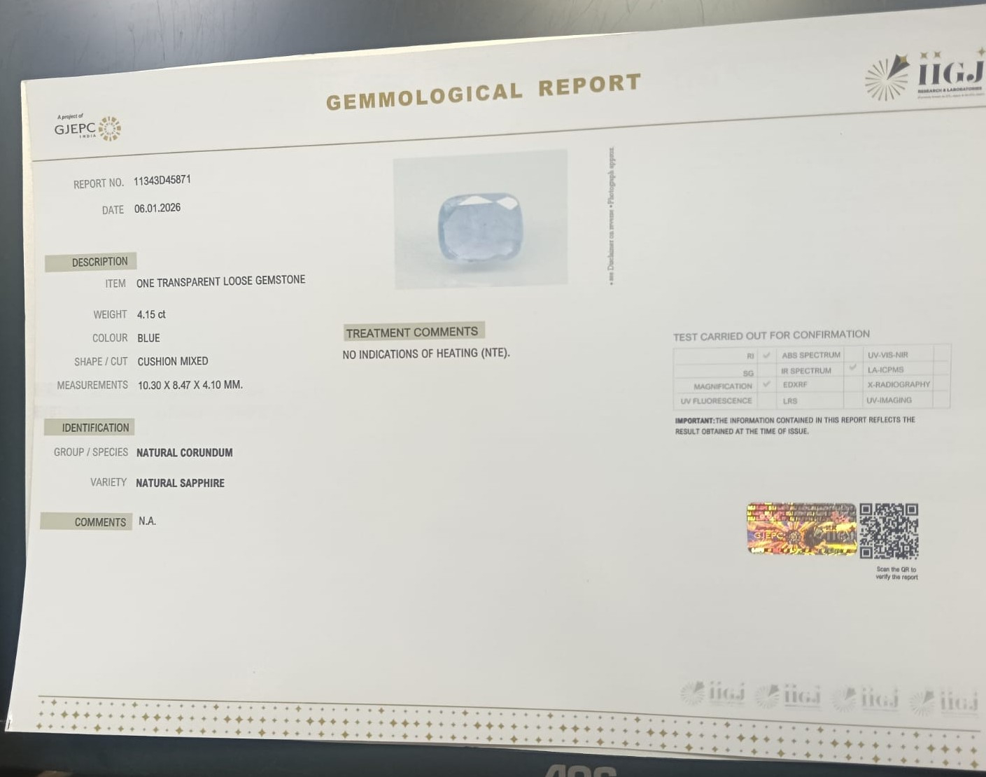 BLUE SAPPHIRE 4.15 Ct. 3 BSP15320 2 BLUE SAPPHIRE 4.15 Ct.