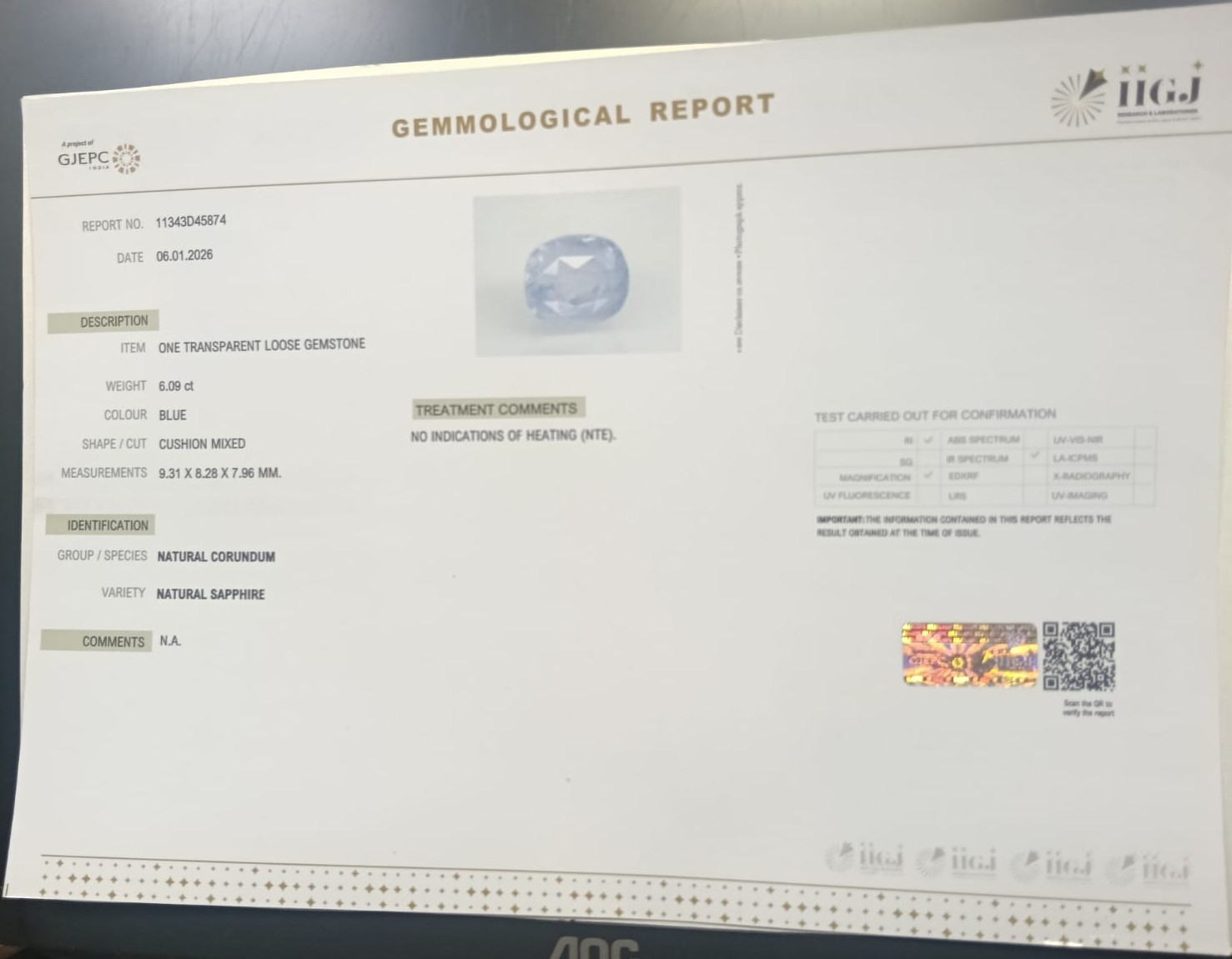 BSP15321 2 BLUE SAPPHIRE 6.09 Ct.