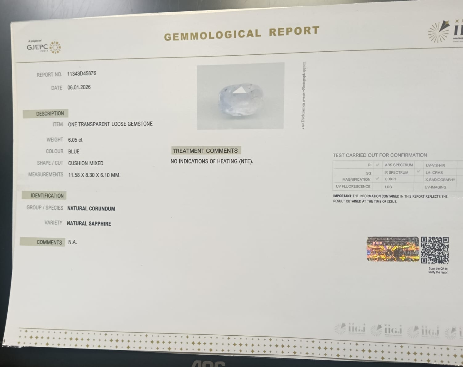 BSP15323 2 BLUE SAPPHIRE 6.05 Ct.