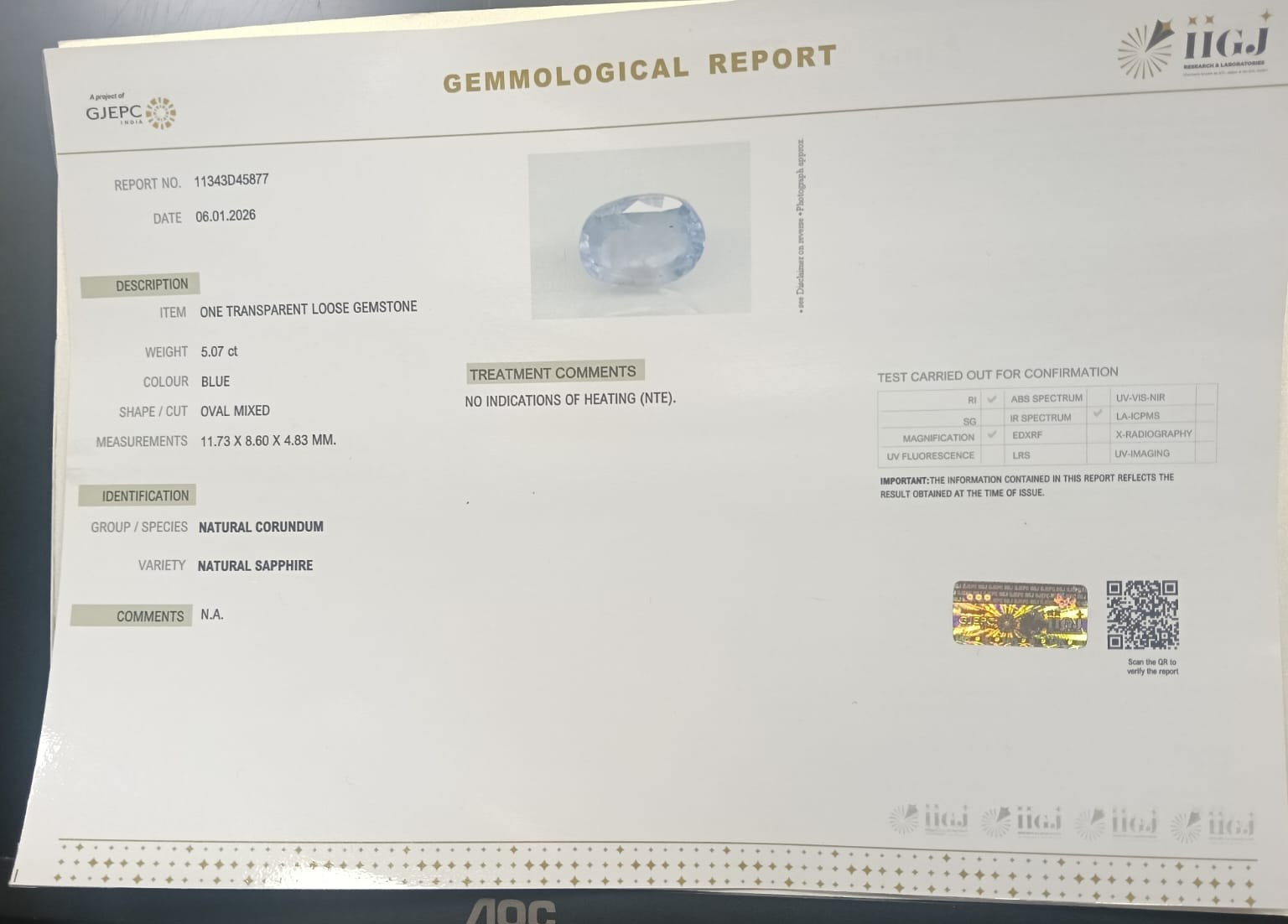 BSP15324 2 BLUE SAPPHIRE 5.07 Ct.