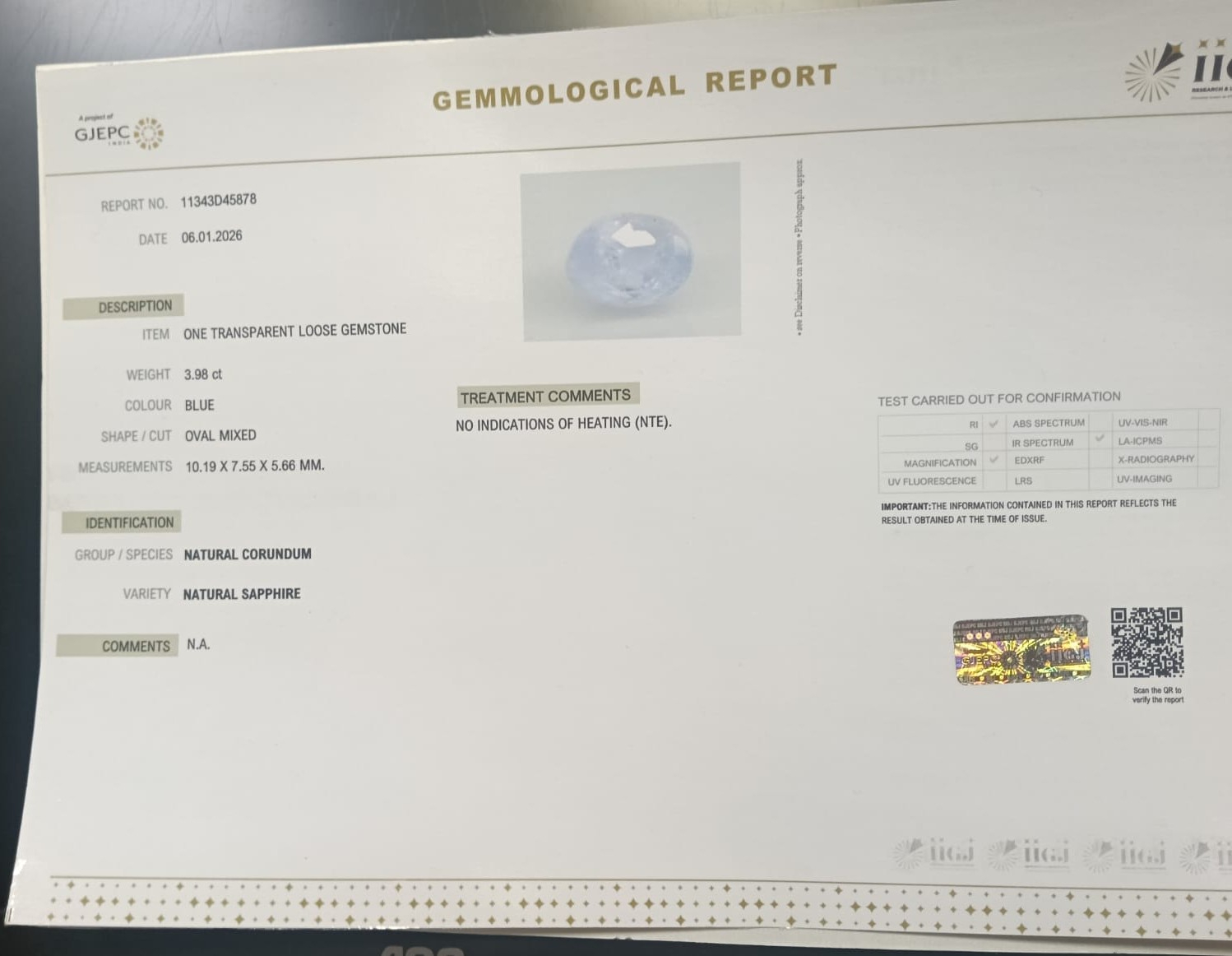 BSP15325 2 BLUE SAPPHIRE 3.98 Ct.