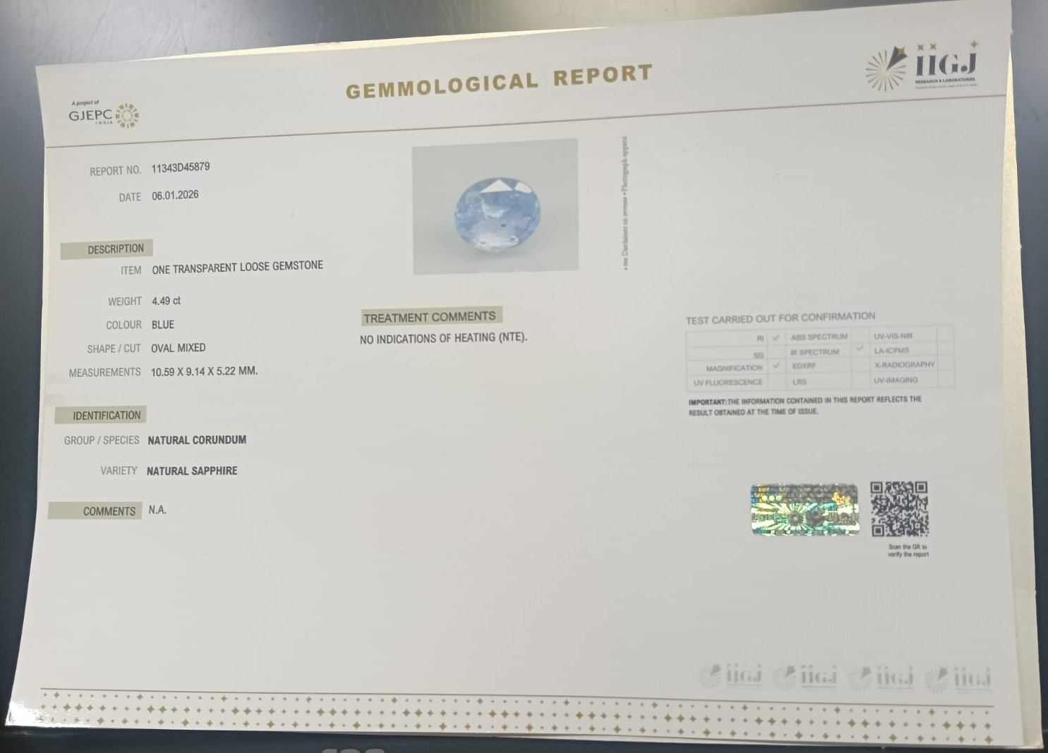 BSP15326 2 BLUE SAPPHIRE 4.49 Ct.