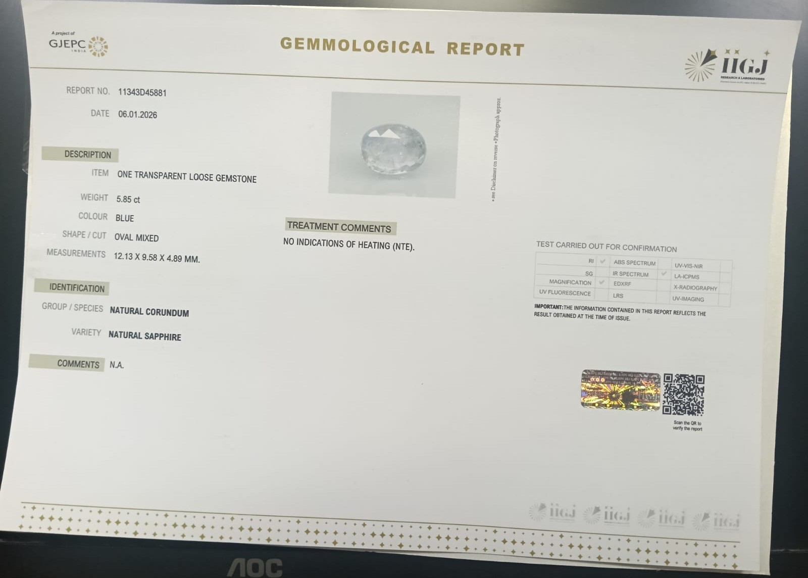 BSP15327 2 BLUE SAPPHIRE 5.85 Ct.