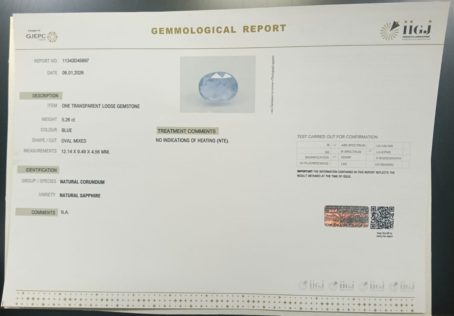 BSP15330 2 BLUE SAPPHIRE 5.26 Ct.