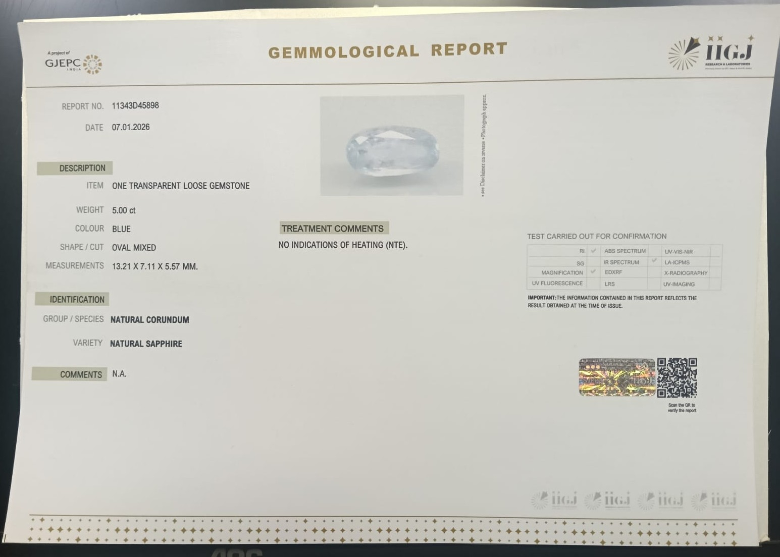 BLUE SAPPHIRE 5 Ct. 3 BSP15331 2 BLUE SAPPHIRE 5 Ct.