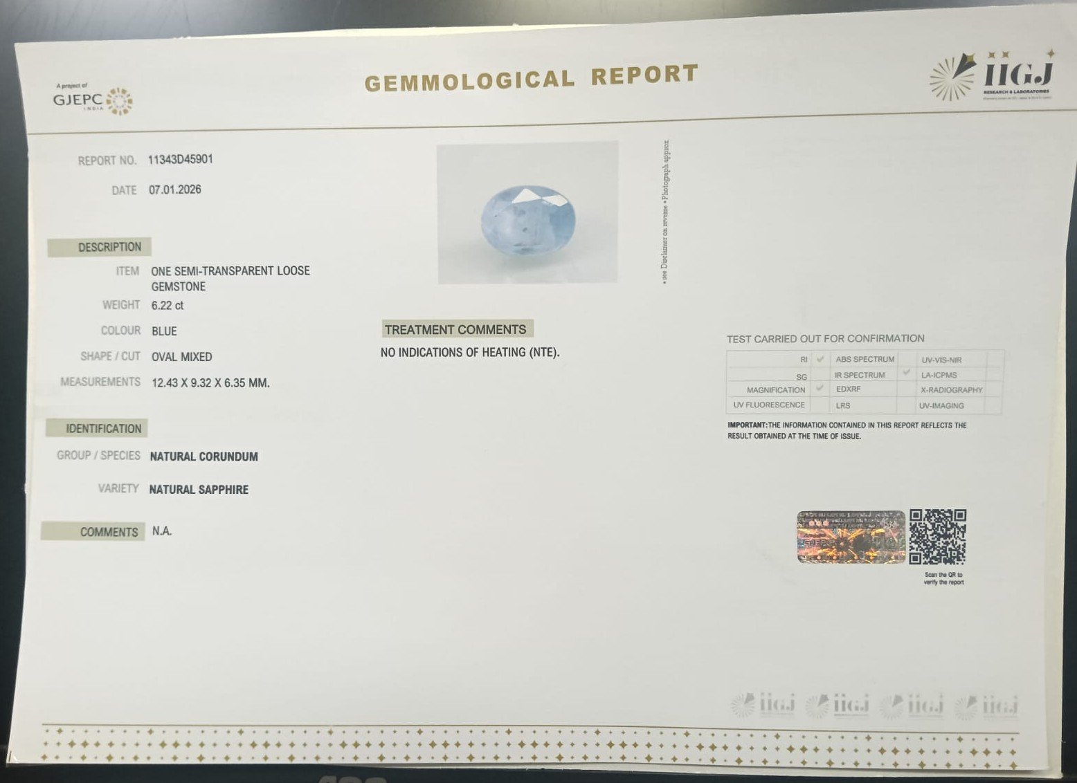 BSP15332 2 BLUE SAPPHIRE 6.22 Ct.