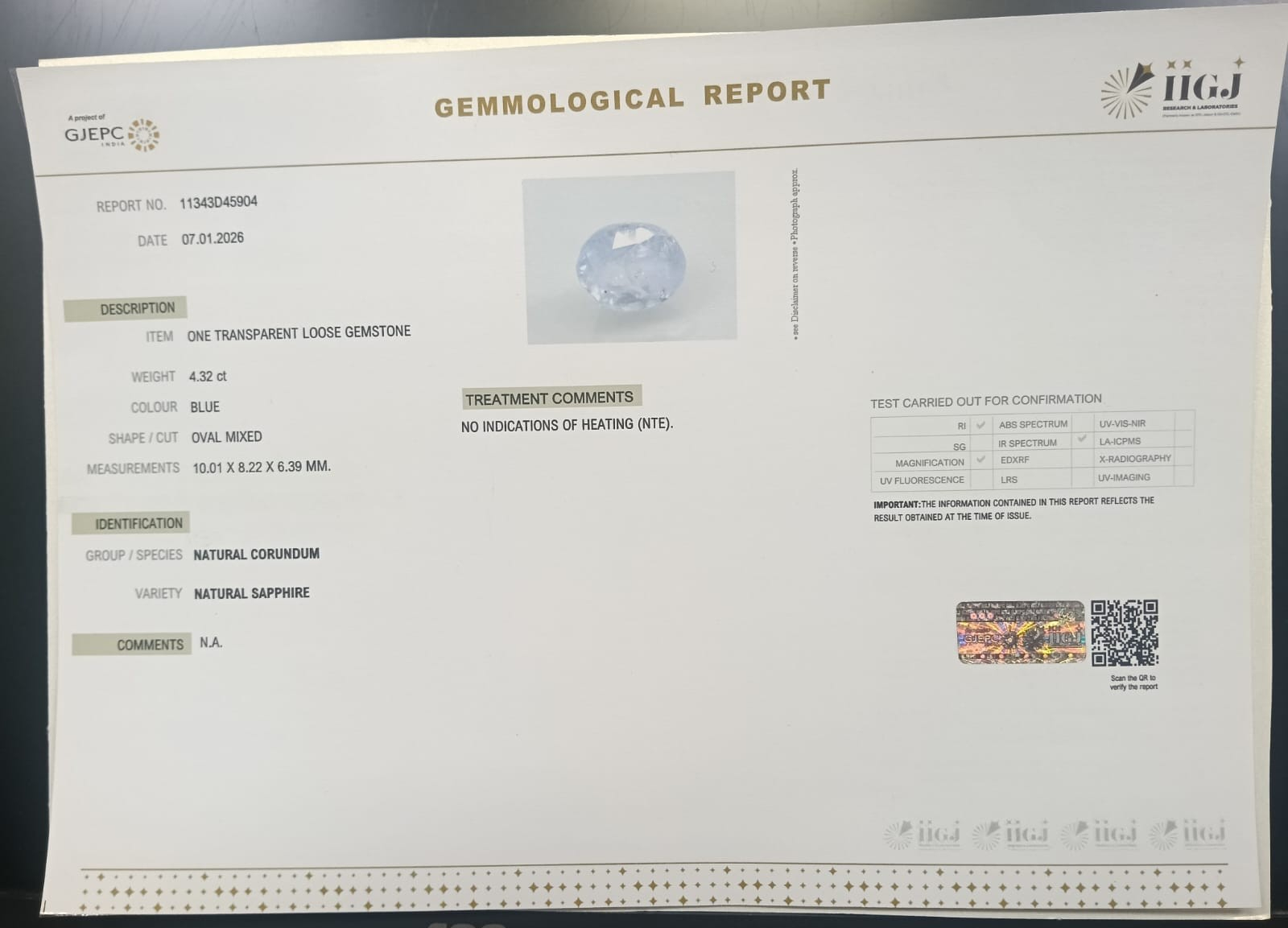 BSP15334 2 BLUE SAPPHIRE 4.32 Ct.