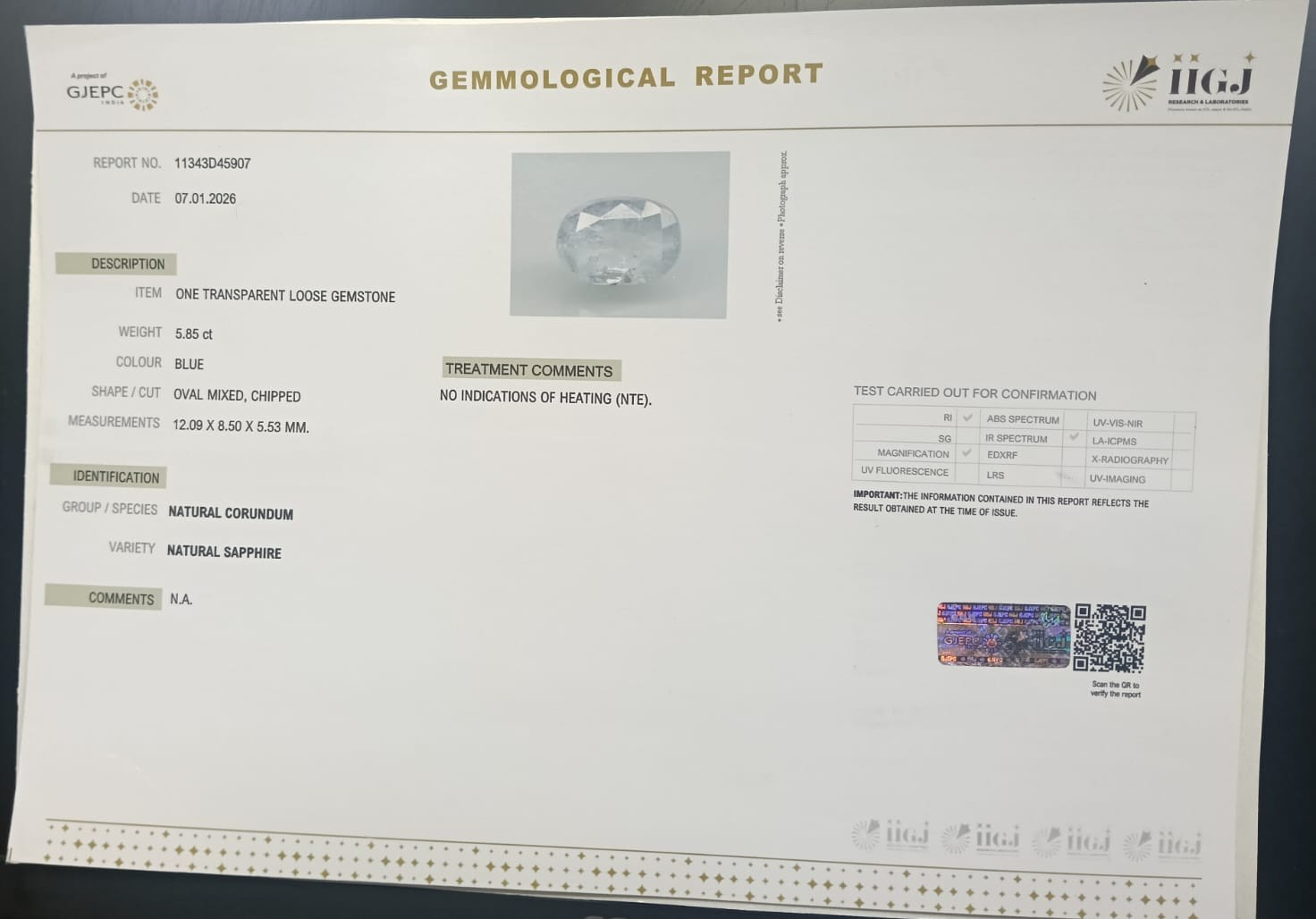 BSP15335 2 BLUE SAPPHIRE 5.85 Ct.