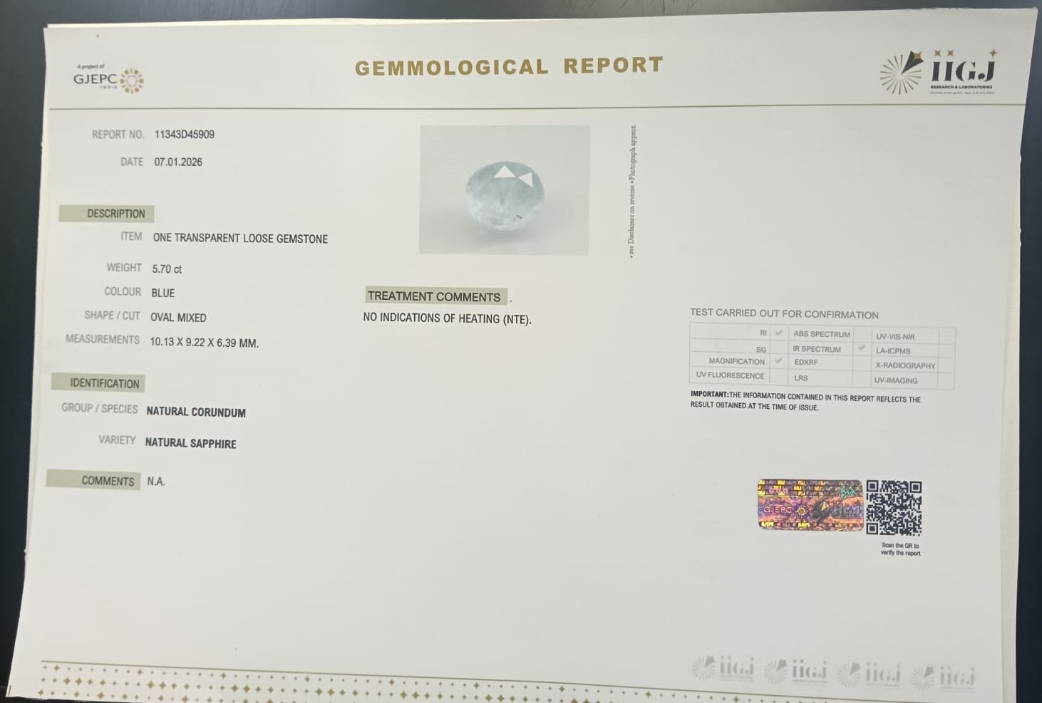 BSP15336 2 BLUE SAPPHIRE 5.7 Ct.